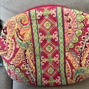 Quilted Vera Bradley Floral Pattern Cosmetic Bag in Pink & Green.